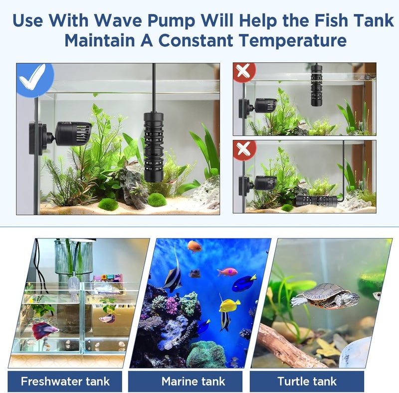 Hygger Aquarium Betta Heater,25W/50W/100W/150W/300W/800W Removable Shell Submersible Fish Tank Heater with LED Digital Display,25W Suitable for 1-5 Gallon Freshwater and Saltwater Fish Tank - Image 5